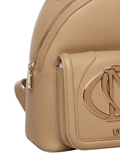 LOGO Mochila con bolsillo frontal beige - Bolsos Mujer