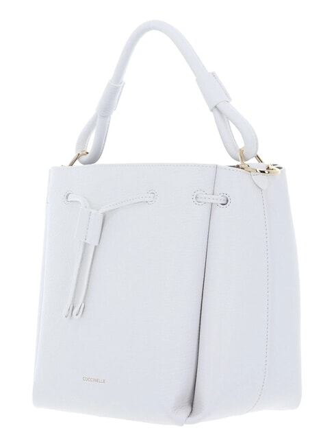 CAMPIONARIO - ECLYPS Bolso bombonera de piel martillada blanco brillante - Bolsos Mujer