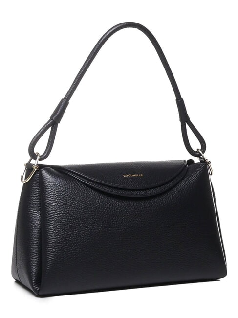 CAMPIONARIO - ECLYPS Bolso bandolera de piel martillada negro - Bolsos Mujer