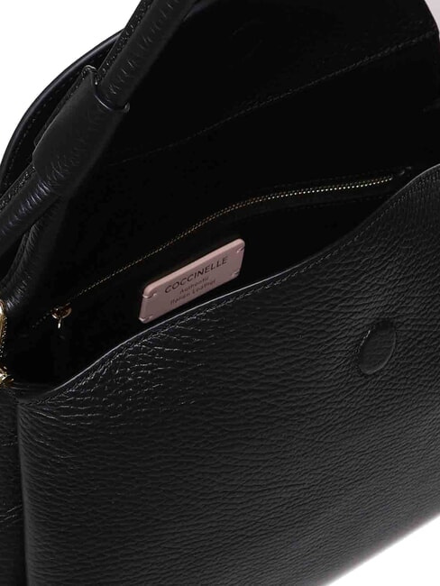CAMPIONARIO - ECLYPS Bolso bandolera de piel martillada negro - Bolsos Mujer