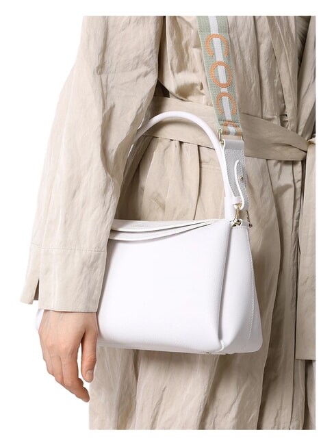 CAMPIONARIO - ECLYPS Bolso bandolera de piel martillada blanco brillante - Bolsos Mujer