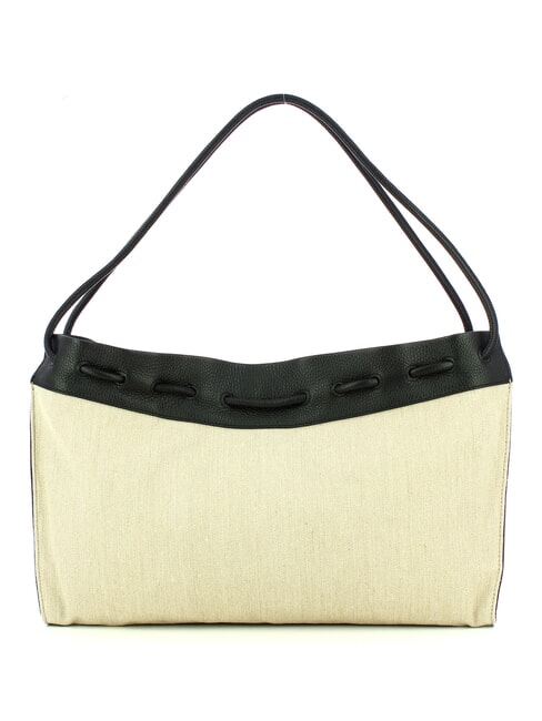 CAMPIONARIO - ISABELA CANVAS Bolso hobo de lona y piel natural / noir - Bolsos Mujer