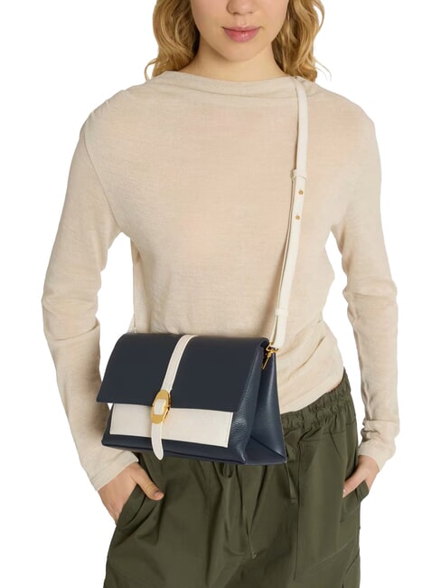 CAMPIONARIO - DORIAN BICOLOR Bolso de hombro de piel medianoche b/blanco - Bolsos Mujer