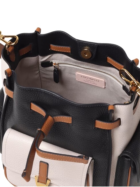 CAMPIONARIO - CAMPUS TRICOLOR Bolso de hombro negro/corderos/cuir - Bolsos Mujer
