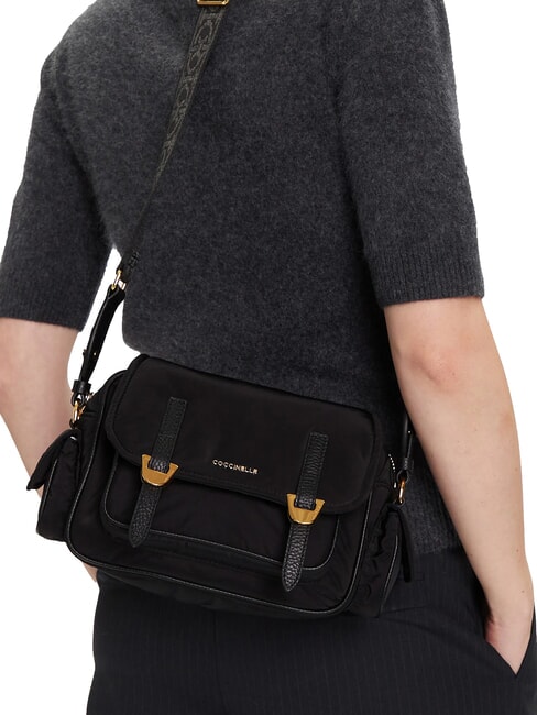 CAMPIONARIO - CAMPUS PUFFY NY Bolso de hombro de nailon y piel negro - Bolsos Mujer