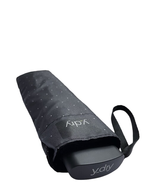 FAIR Paraguas manual, mango plano lunares negros oscuros - Paraguas