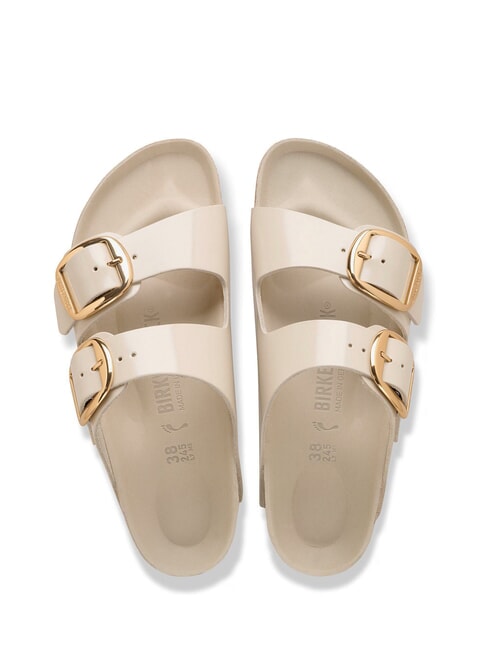 ARIZONA BIG BUCKLE  Sandalias de cuero ostra brillante - Zapatos Mujer