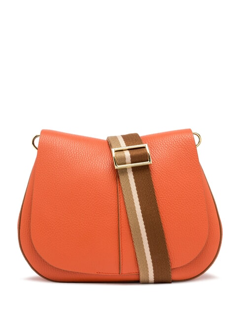 HELENA ROUND Bolso de piel con doble bandolera. coral - Bolsos Mujer