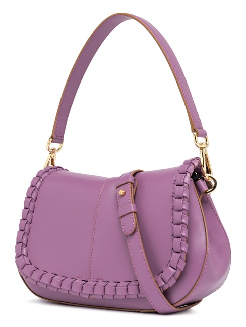 HELENA ROUND Bolso de piel con solapa argyle p&uacute;rpura - Bolsos Mujer