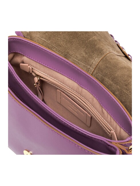 HELENA ROUND Bolso de piel con solapa argyle p&uacute;rpura - Bolsos Mujer