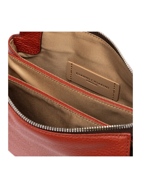 THREE  Mini bolso bandolera, en piel. rojo ladrillo - Bolsos Mujer