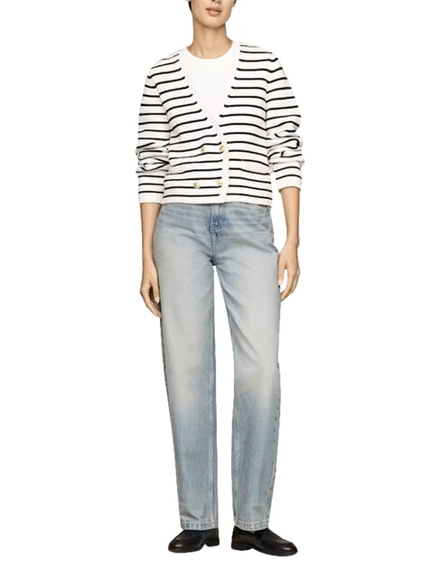 TH C&aacute;rdigan de algod&oacute;n de manga larga bret&oacute;n stp/ p&eacute;talo de marfil/ cielo del desierto - Su&eacute;teres de mujer