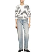 TOMMY HILFIGER TH C&aacute;rdigan de algod&oacute;n de manga larga bret&oacute;n stp/ p&eacute;talo de marfil/ cielo del desierto - Su&eacute;teres de mujer - 2