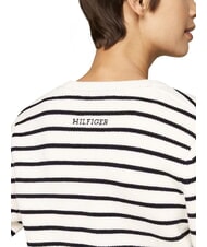 TOMMY HILFIGER TH C&aacute;rdigan de algod&oacute;n de manga larga bret&oacute;n stp/ p&eacute;talo de marfil/ cielo del desierto - Su&eacute;teres de mujer - 4