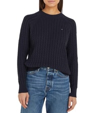 TOMMY HILFIGER TH Jersey de cuello redondo de algod&oacute;n cielo del desierto - Su&eacute;teres de mujer - 2