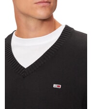 TOMMY HILFIGER TH JEANS  Su&eacute;ter de algod&oacute;n con cuello en V negro - Su&eacute;teres de los hombres - 6