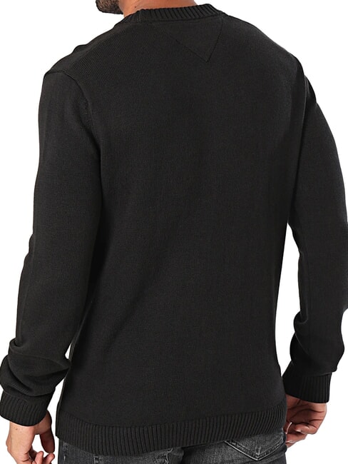 TH JEANS Jersey de algod&oacute;n de cuello redondo negro - Su&eacute;teres de los hombres