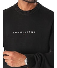 TOMMY HILFIGER TH JEANS Jersey de algod&oacute;n de cuello redondo negro - Su&eacute;teres de los hombres - 3