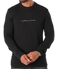 TOMMY HILFIGER TH JEANS Jersey de algod&oacute;n de cuello redondo negro - Su&eacute;teres de los hombres - 4