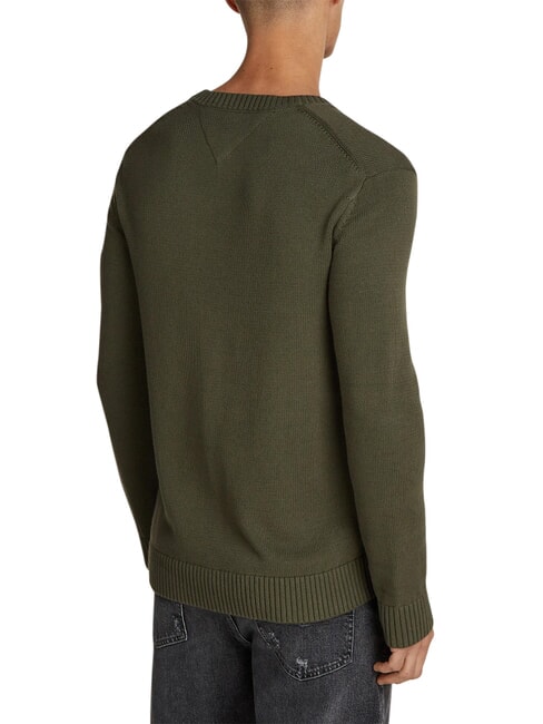 TH JEANS  Cuello redondo de algod&oacute;n verde fatiga - Su&eacute;teres de los hombres