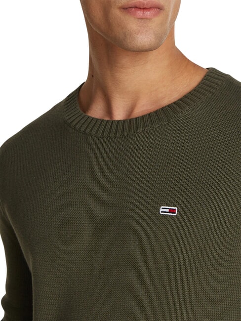 TH JEANS  Cuello redondo de algod&oacute;n verde fatiga - Su&eacute;teres de los hombres
