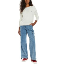 TOMMY HILFIGER TH JEANS Su&eacute;ter con cuello en V blanco antiguo - Su&eacute;teres de mujer - 3