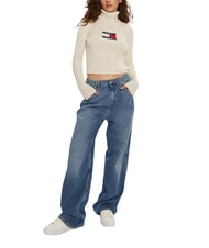 TOMMY HILFIGER TH JEANS Jersey de cuello alto antigua mezcla blanca - Su&eacute;teres de mujer - 3