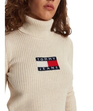 TOMMY HILFIGER TH JEANS Jersey de cuello alto antigua mezcla blanca - Su&eacute;teres de mujer - 5