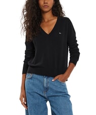 TOMMY HILFIGER TH JEANS Su&eacute;ter con cuello en V negro - Su&eacute;teres de mujer - 2