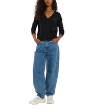 TOMMY HILFIGER TH JEANS Su&eacute;ter con cuello en V negro - Su&eacute;teres de mujer - 4