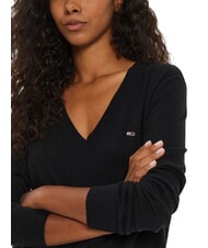 TOMMY HILFIGER TH JEANS Su&eacute;ter con cuello en V negro - Su&eacute;teres de mujer - 5