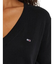 TOMMY HILFIGER TH JEANS Su&eacute;ter con cuello en V negro - Su&eacute;teres de mujer - 6