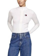 TOMMY HILFIGER TH JEANS Su&eacute;ter con cremallera completa blanco antiguo - Su&eacute;teres de mujer - 2