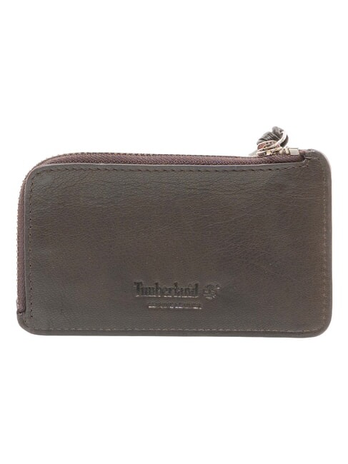 BASIC Tarjetero grande de piel con cremallera marr&oacute;n oscuro - Carteras Hombre