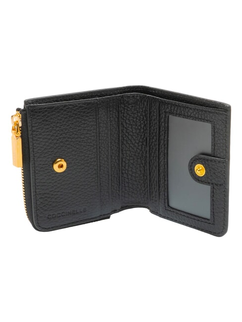 MYRINE Cartera compacta de cuero negro - Carteras Mujer
