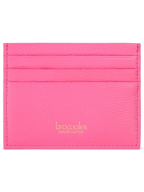 BASIC Tarjetero plano de cuero fucsia - Carteras Mujer
