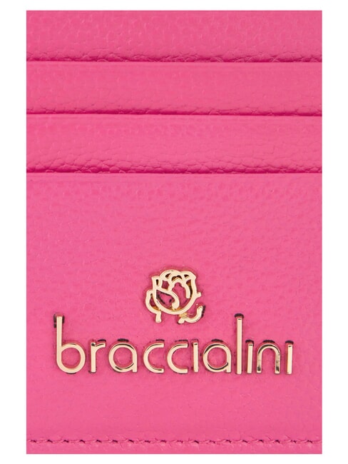 BASIC Tarjetero plano de cuero fucsia - Carteras Mujer
