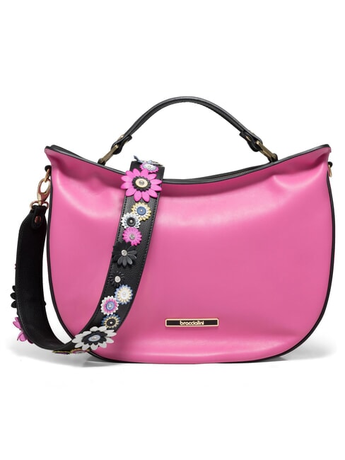 JASMINE  Bolso de mano, con bandolera, en piel fucsia/negro - Bolsos Mujer