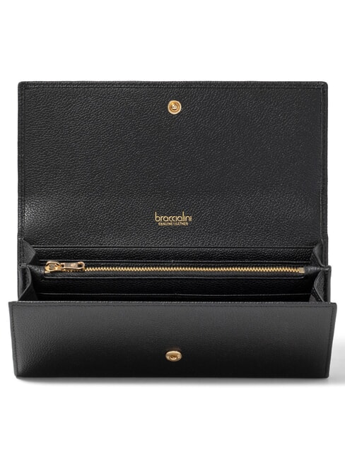 BASIC Cartera continental de piel negro - Carteras Mujer