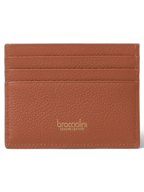BASIC Tarjetero plano de cuero marr&oacute;n - Carteras Mujer