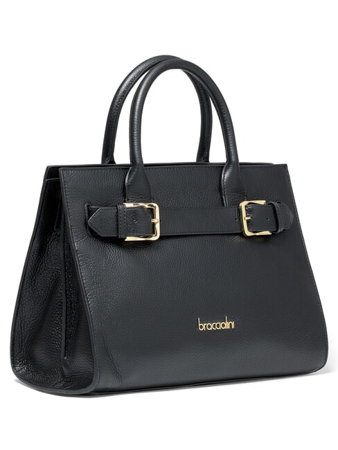 HELLEN Bolso de piel con correa para el hombro negro - Bolsos Mujer
