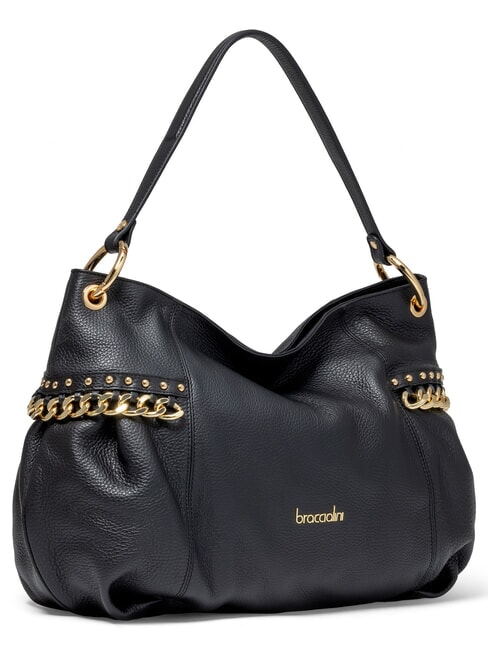 NORA Bolso de hombro de piel con cadena negro - Bolsos Mujer