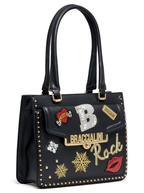 ROCK bolso de hombro con parche negro - Bolsos Mujer