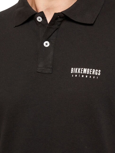ICONIC Polo de algod&oacute;n de manga corta negro - camisa polo