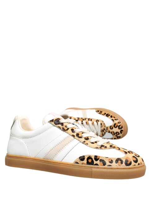 COURT Zapatillas de cuero leopardo de leche blanca - Zapatos Mujer
