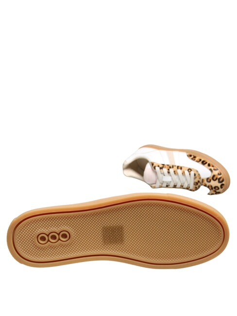 COURT Zapatillas de cuero leopardo de leche blanca - Zapatos Mujer
