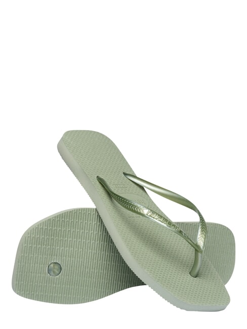 SLIM SQUARE Chanclas de punta cuadrada verde humo - Zapatos Mujer