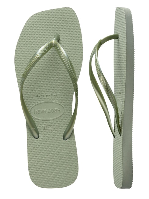 SLIM SQUARE Chanclas de punta cuadrada verde humo - Zapatos Mujer