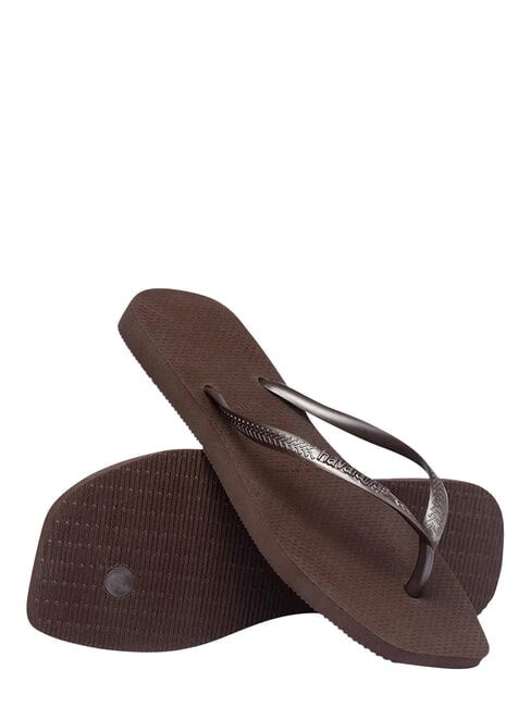 SLIM SQUARE Chanclas de punta cuadrada darkbro - Zapatos Mujer
