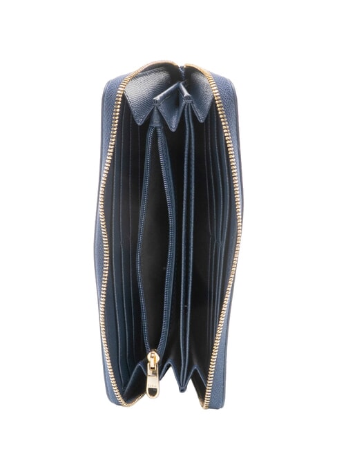 GARDENIA Cartera grande de piel con cremallera azul tinta - Carteras Mujer